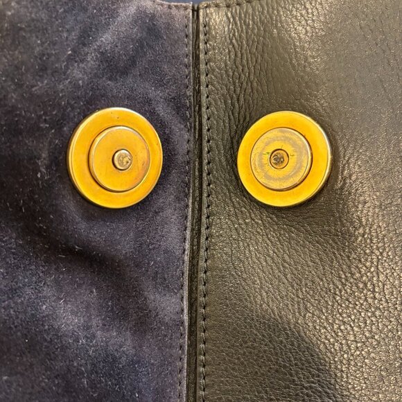 Chloé Myer Tote Bag - Black Leather and Navy Suede - Missing Crossbody Strap - Picture 5 of 14